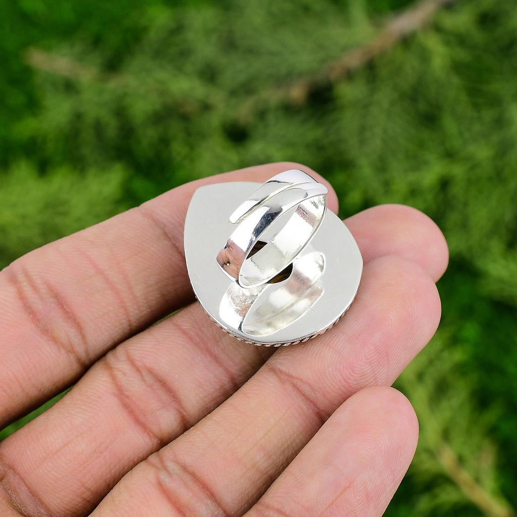 Thanks Giving Day Sale 925 Sterling Silver Mariam Jasper Gemstone Stackable Ring