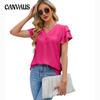 Summer Women's Plus Size Shirt V-Neck Ruffle Shirt Short Sleeve Blouse