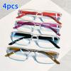 4Pairs Fashionable Hd Clear Pc Lenses Reading Glasses  Classic Ultra-Light Magnifying Eyeglasses Durable And Shockproof