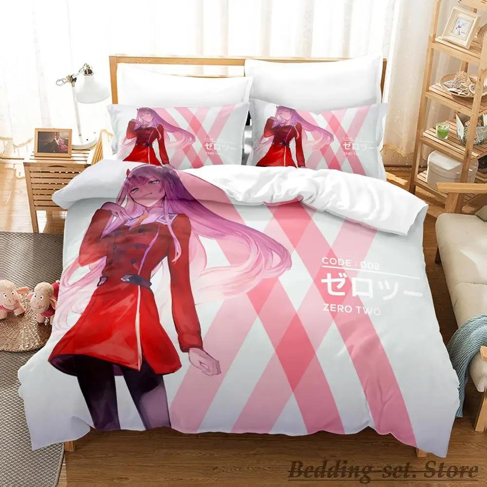 Kawaii Darling In The Franxx Bedding Set Single Twin Full Queen King Size Bed Set Aldult Kid Bedroom Duvetcover Sets Anime