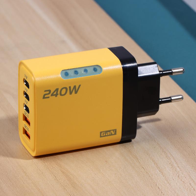 5-в-1 240 Вт USB C Зарядное устройство с несколькими портами Высокоскоростной USB-адаптер для зарядки Быстрая зарядка Зарядное устройство для телефона Адаптер питания EU/US Штекер