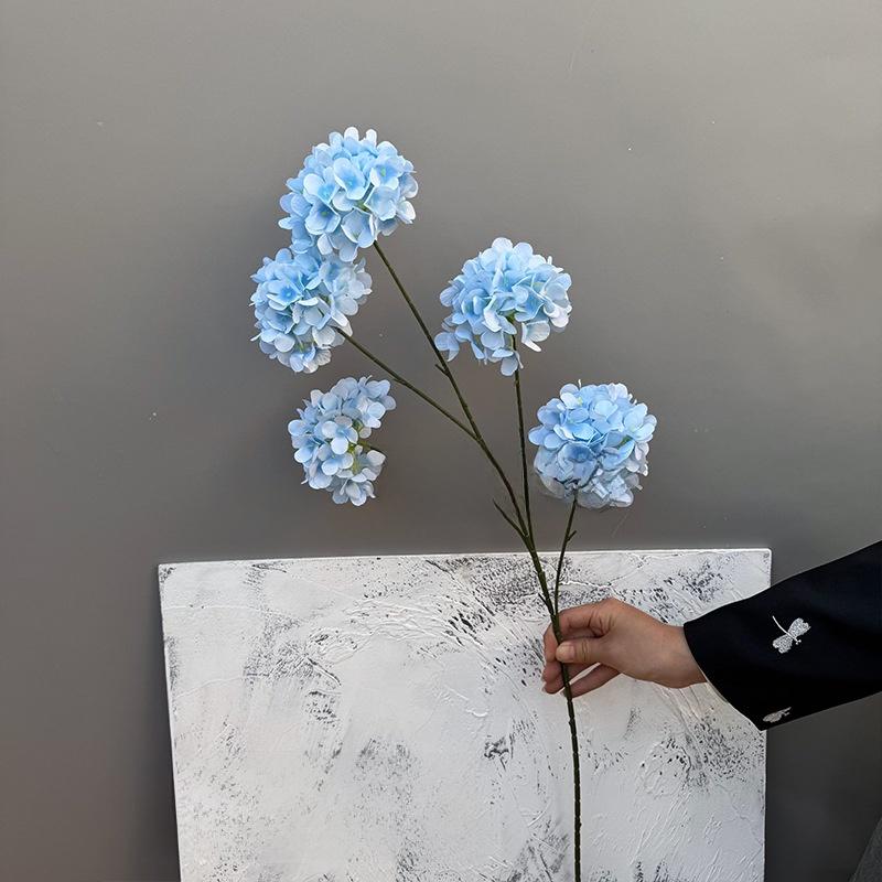 5 Heads Artificial Hydrangea Flowers Snowball Viburnum Fake Floral Props Wedding Decoration