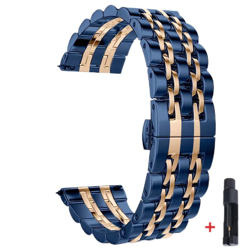 22 мм 20 мм Нержавеющая сталь Ремешок для Samsung Galaxy Watch 7 6 4 5 45 мм Gear S3 46 мм 42 мм Active2 40 44 мм Браслет для Amazfit BIP 2 GTR Металлический Браслет