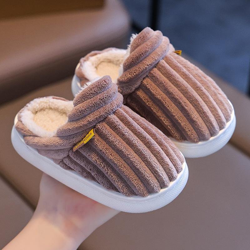 22-45 Children's Cotton Slippers Winter Boys' Baby Bag Heel, Warm Indoor Home Furnishings Children's Women's Cotton Shoes Hairy Shoes