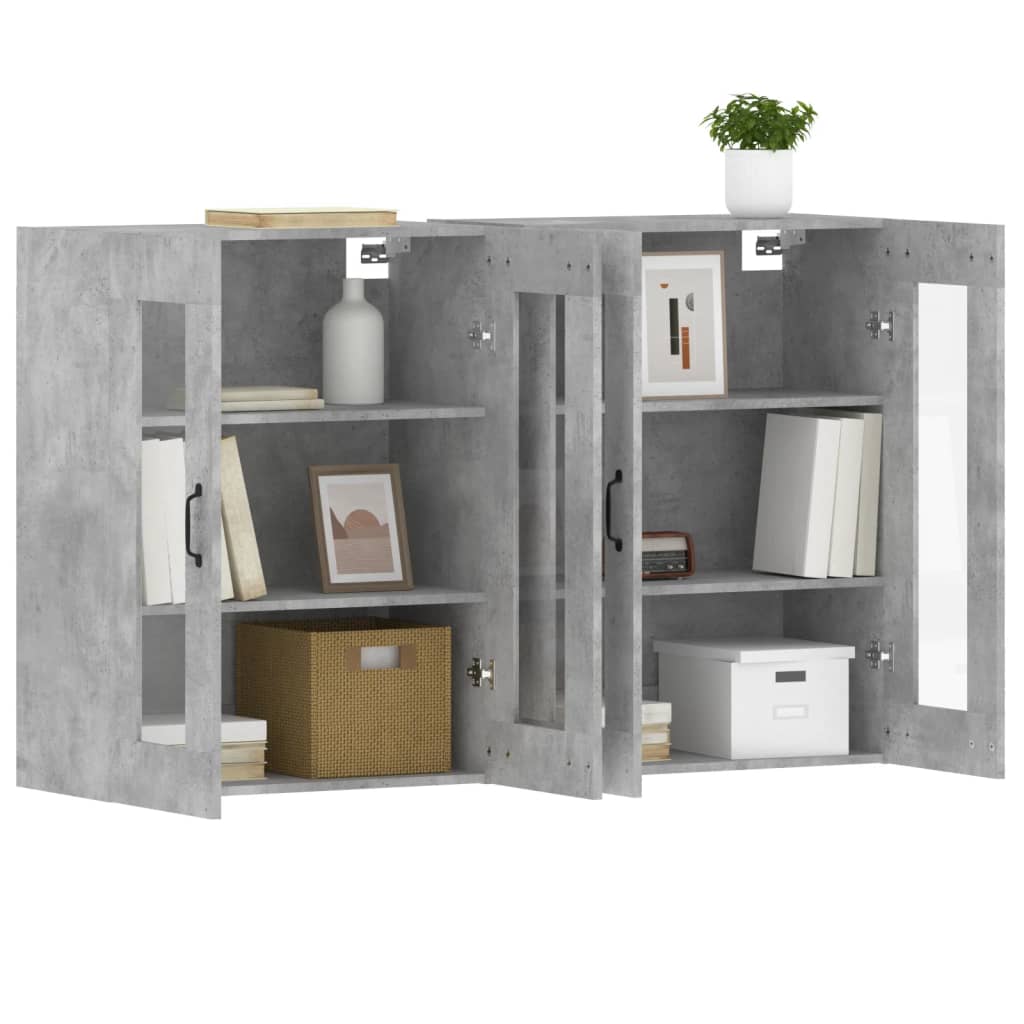 Wall Cabinets 2 pcs Concrete Grey Wood Based Panel