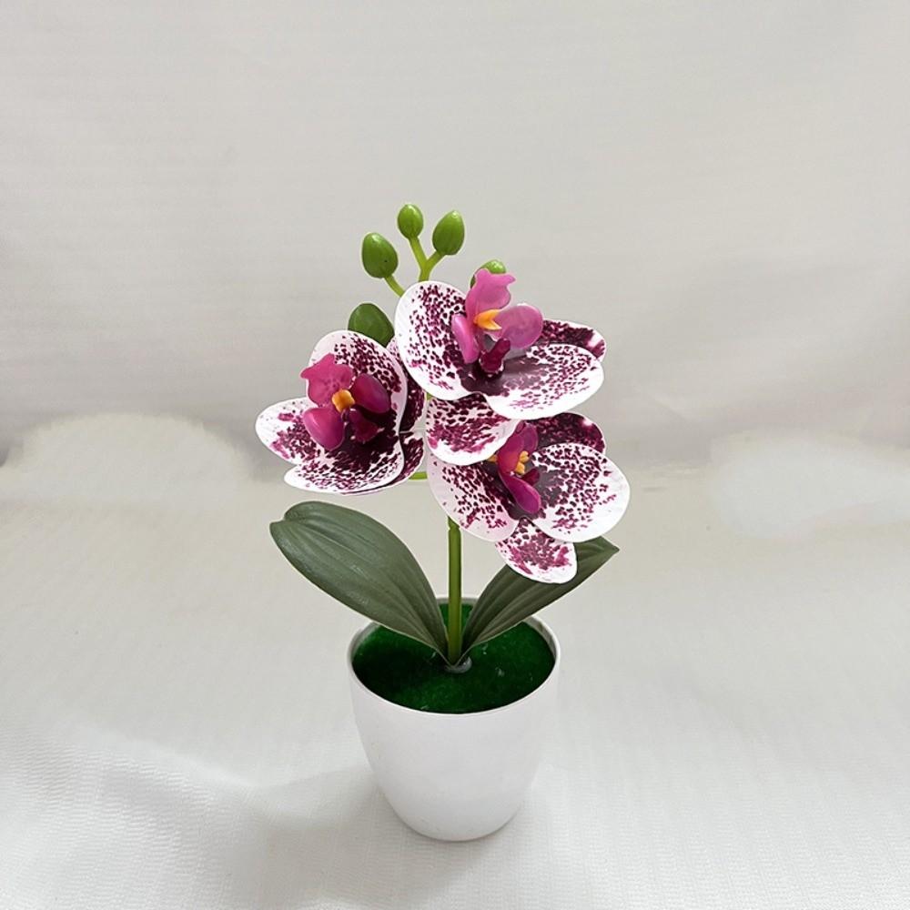 Multi-Bloom Simulated Butterfly Orchid White Flower Pot Plastic Fake Flower Home Decor