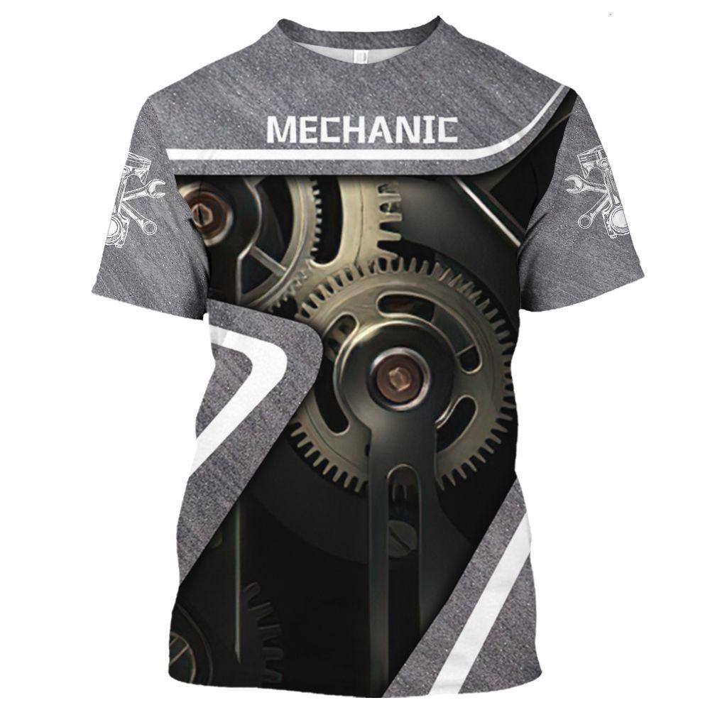 Personalized Design Mechanic Pattern 3D Printing Men's Street Round Neck Short Sleeved T-shirt