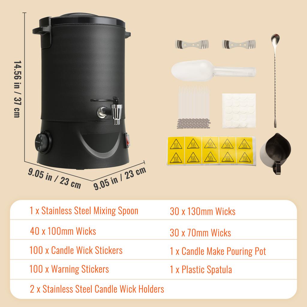 SucceBuy 6.5 л 10 л Воскоплавитель для изготовления свечей Большой электрический котел для плавления воска Легкий сливной носик 9-уровневый контроль температуры