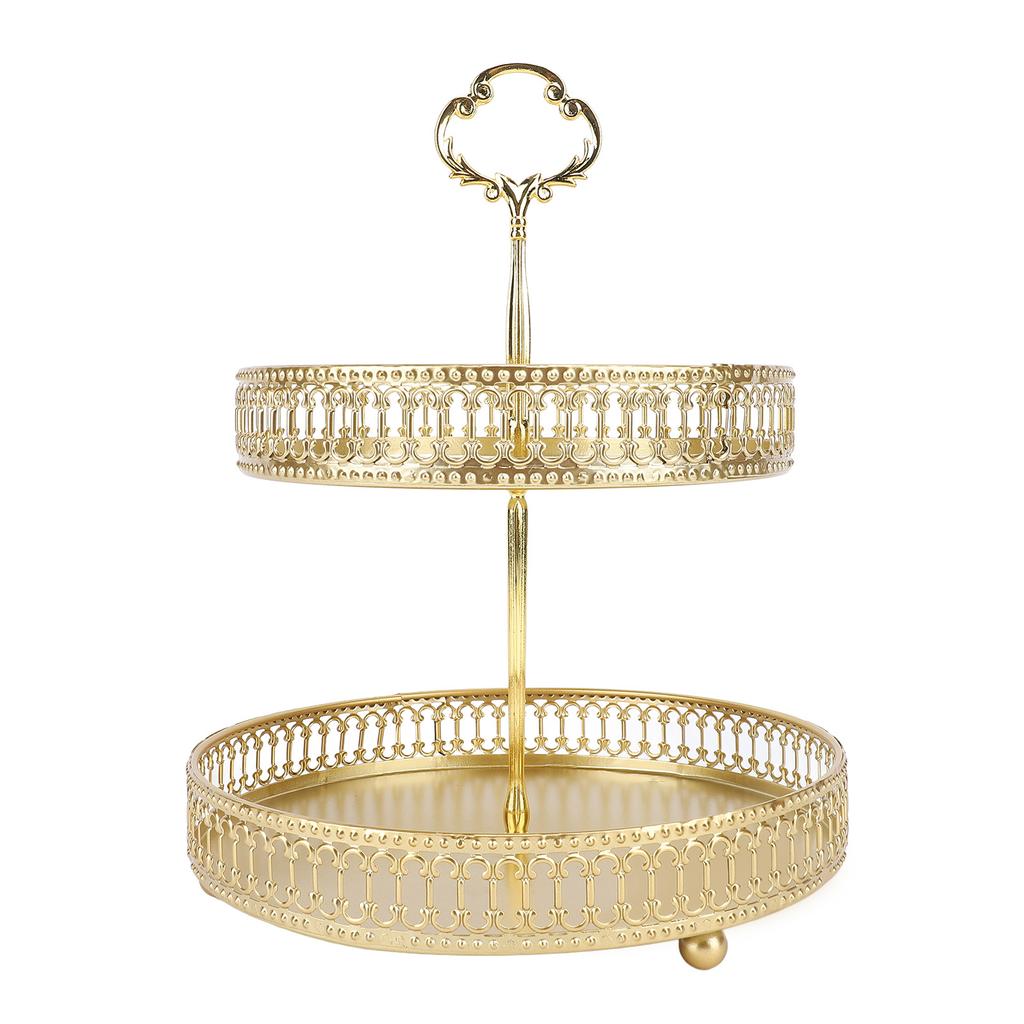 Многоярусный поднос, простая сборка, металлический, большой емкости, 2-х ярусная сервировочная подставка для фруктов, десертов, тортов, закусок