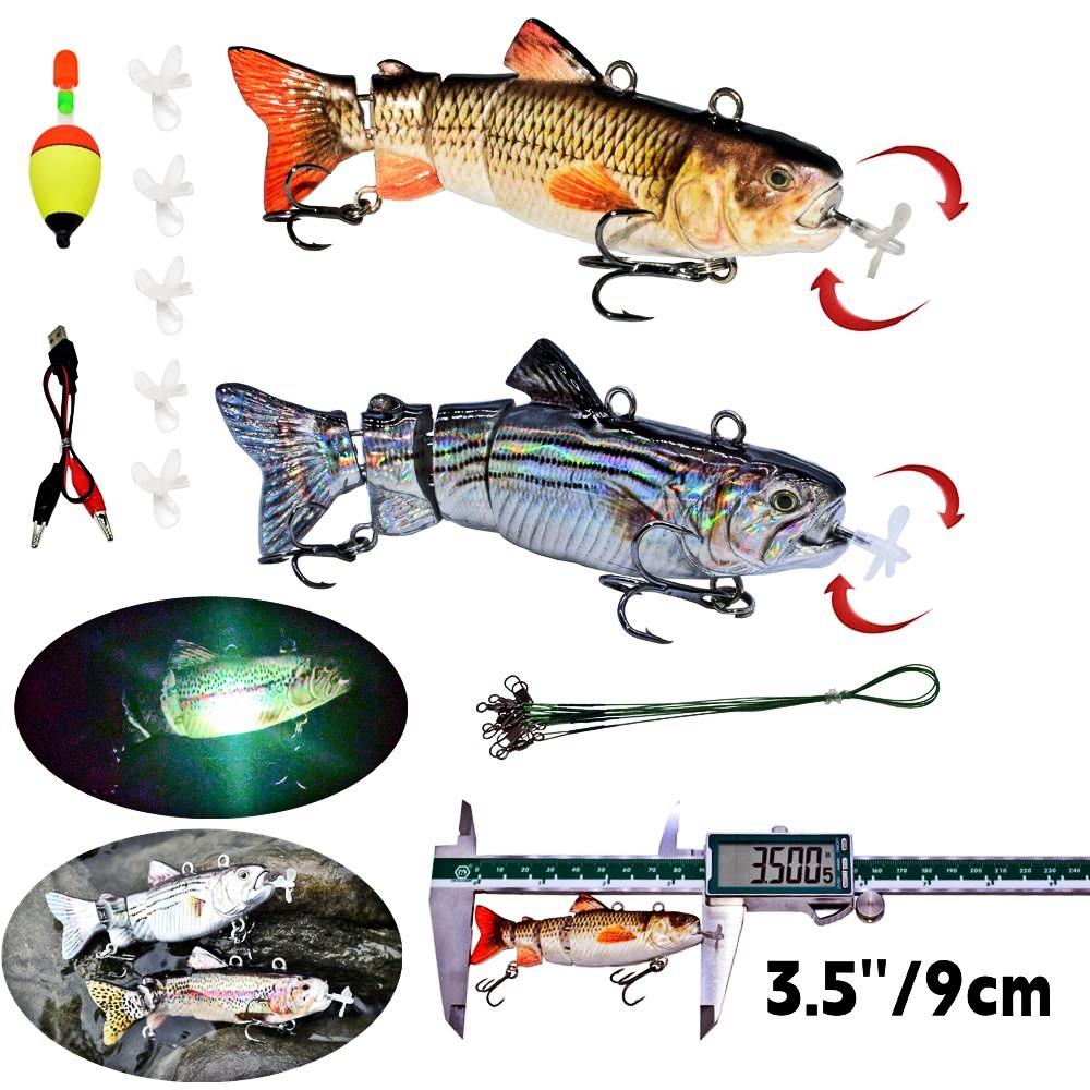 Электрические рыболовные приманки 3,5 дюйма, перезаряжаемые через USB светодиодные приманки, приманки для плавания, роботизированные приманки, рыболовные снасти, реалистичная рыба