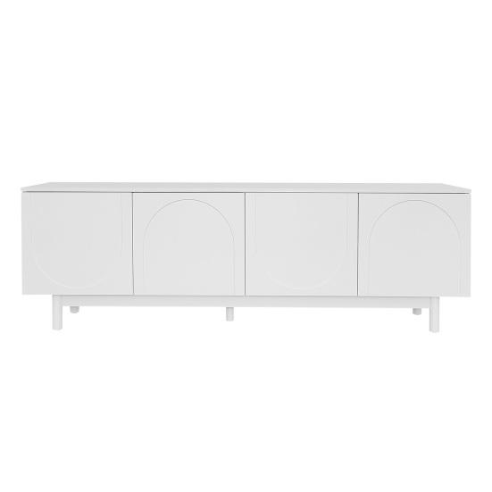 TV Console Table High Capacity Push Type Cabinet with 4 Doors Strong Stand Load-bearing Mid Century Modern Living Room Furniture Television