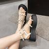 Fashion Open Toe Muffins Shoe Clogs With Heel Studded Sandals Fashion Womens Shoes 2025 All-Match Peep Flat Thick Luxury Summer New