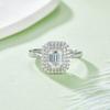New Trendy Fine Jewelry White Gold Plated 925 Sterling Silver 1ct Moissanite Emerald Cut Engagement Rings