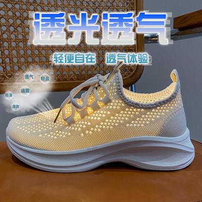 Летняя новая женская обувь из летучего трикотажа, студенческая спортивная обувь для бега, повседневная обувь, дышащая обувь с увеличением роста