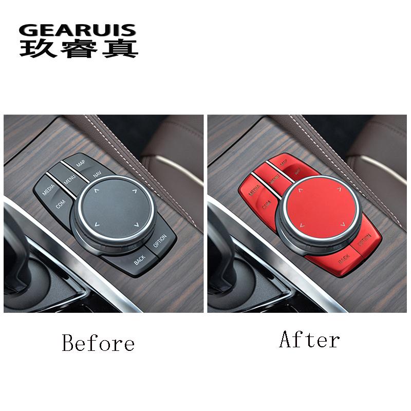 Стайлинг автомобиля для BMW 5 серии G30 X3 G01 X4 G02 6gt G32, центр привода из алюминиевого сплава, мультимедийные кнопки, наклейка на крышку переключателя