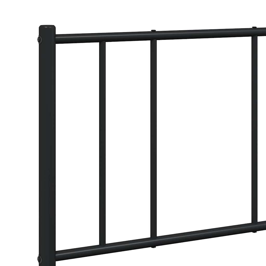 Metal Bed Frame with Headboard Black 135 x 190 cm