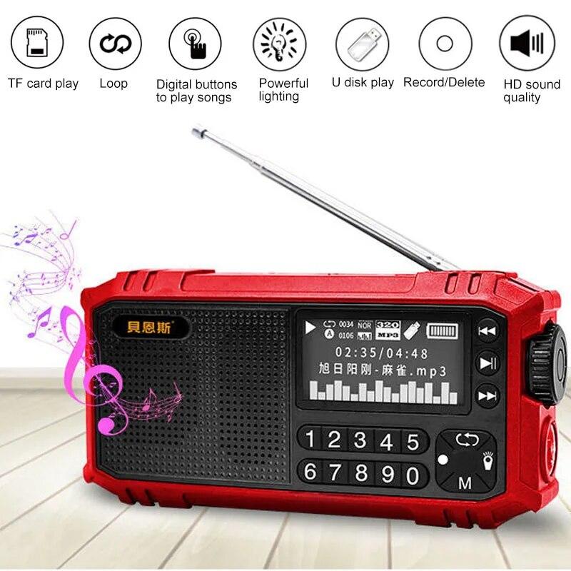 Многофункциональный FM-радио Портативный Bluetooth-динамик со светодиодным дисплеем Поддержка фонарика U-диск TF-карта AUX Дисплей времени Тексты песен
