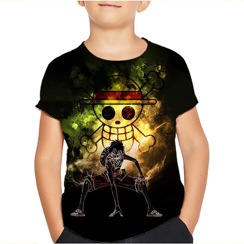 One Piece Luffy футболка Four Emperors короткий рукав Zoro Sanji Chopper Ace Law футболка детская одежда модные костюмы для детей топ