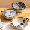 Double-ear Soup Bowl Japanese Bowl Household Retro Noodle Bowl Ramen Ceramic Large Soup Basin Tableware