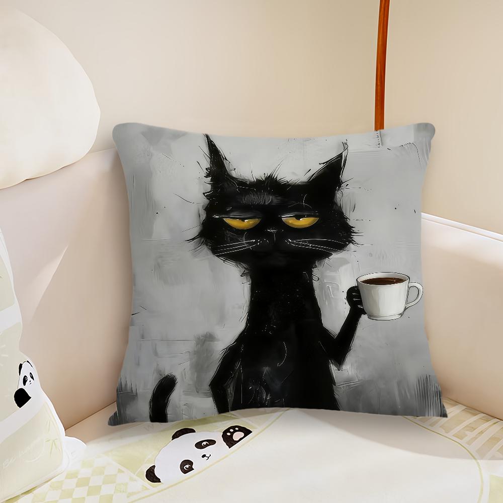 Black Cat Art cushion cover Pillow Case Plush Fabric Soft Double Sided Print Sofa Cushion Cover Throw Pillow Covers