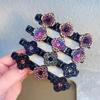 Rhinestones Braided Hair Clips For Girls Hairclip with 3 Flowers Hair Span With Crystalllume Women Hairpin Hair Accessories