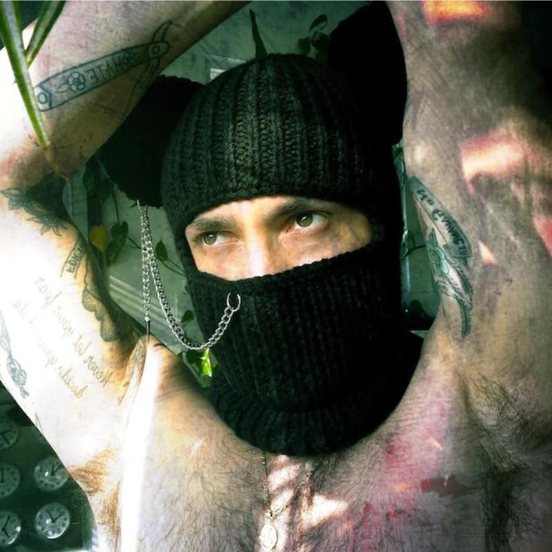 Handmade Knitted Cat Ear Pullover Hat Autumn and Winter Striped Cute Woolen Hat