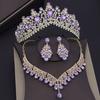 Качественные комплекты свадебных украшений из красного кристалла для женщин, диадемы, короны, ожерелья, серьги для невесты, свадебное платье, комплект ювелирных изделий в Дубае