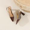 2024 Новые женские босоножки на тонком каблуке с квадратным носком, весна-лето, модные офисные туфли из натуральной кожи для женщин на каблуках