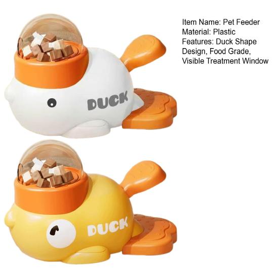 1/2 шт. Кормушка для питомца в форме утки, медленная кормушка, игрушка-пазл, пищевой, моющийся, диспенсер для лакомств с видимым окном, интерактивная медленная кормушка
