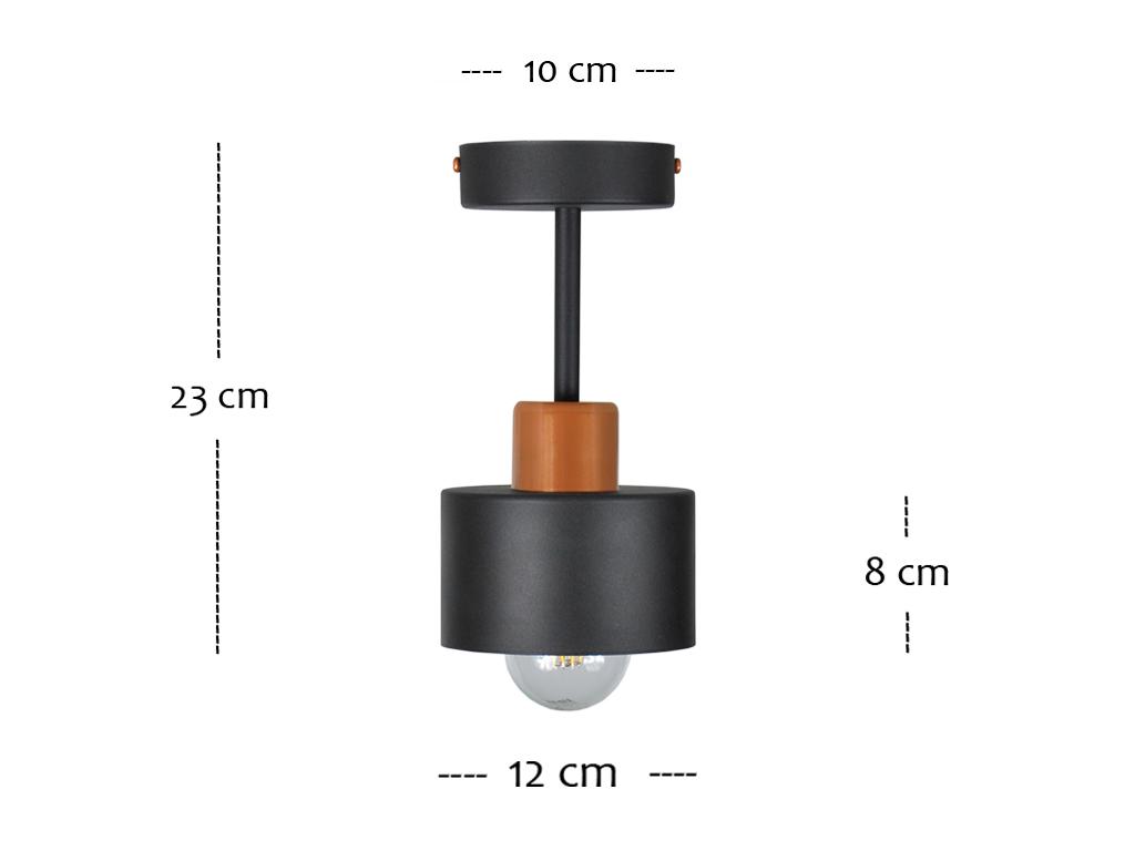 Black ceiling lamp, industrial metal, 1xE27, modern LED lighting for living room, kitchen, bedroom, children's room, loft
