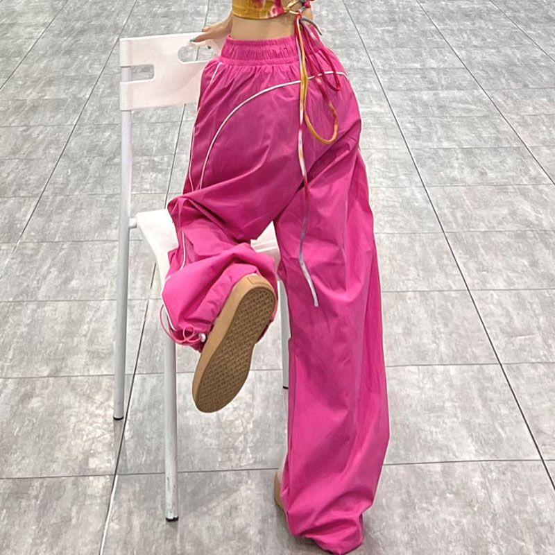 Летние тонкие быстросохнущие широкие прямые свободные повседневные брюки-карго в американском стиле парашюты для джаза и уличных танцев - Модная трендовая одежда