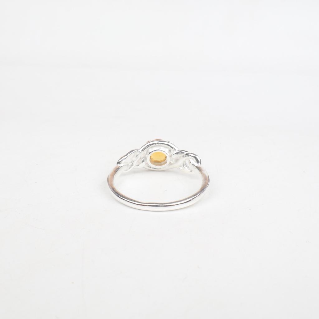 Round Citrine Gemstone 925 Sterling Silver Jewelry For Women Gift Promise Ring CZR-6-3
