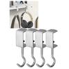 Sanhachi Shoten Table Hooks, Set of 4, Headphone Hanger, Bag Hanger, Schoolbag Hanger, Desk Clamp, Bag Hanger, Desk, Bag Clamp, Headphone Stand (Silve