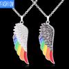 Модные крылья ангела из нержавеющей стали, подвеска в форме крыла, ожерелье, капающая масло, Радуга, семь чакр для мужчин и женщин