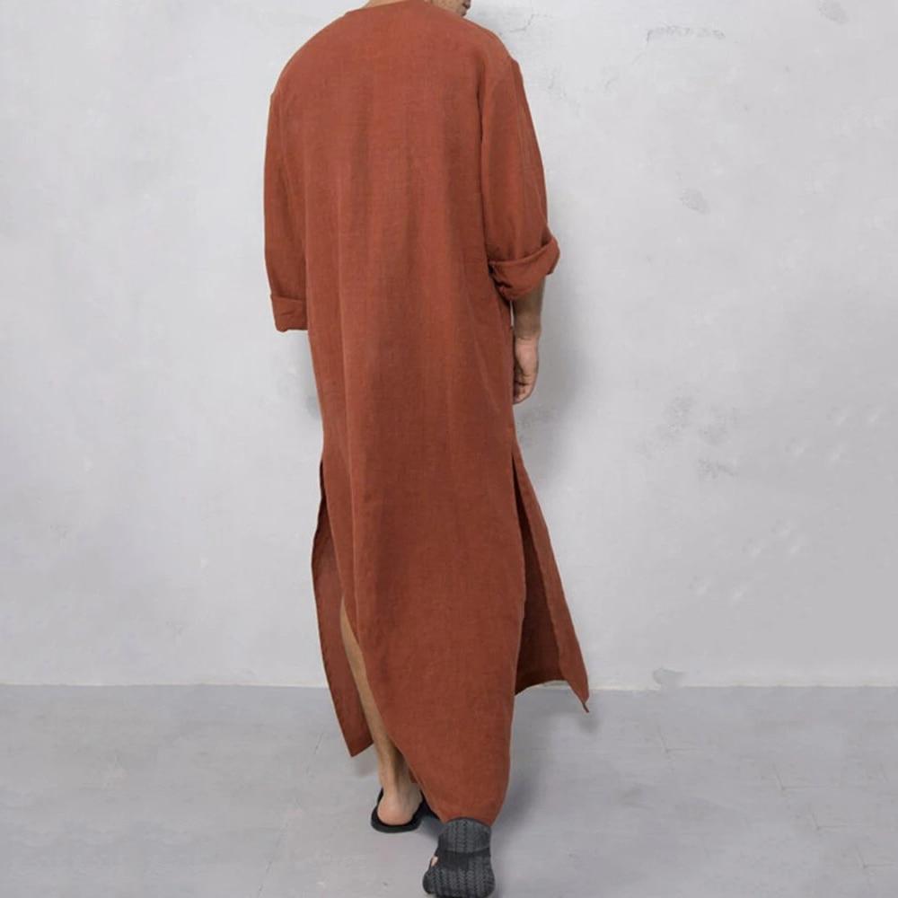 Чистый цвет, мужской исламский Рамадан Джубба кафтан, восточный исламский арабский халат, футболка, платье среднего размера