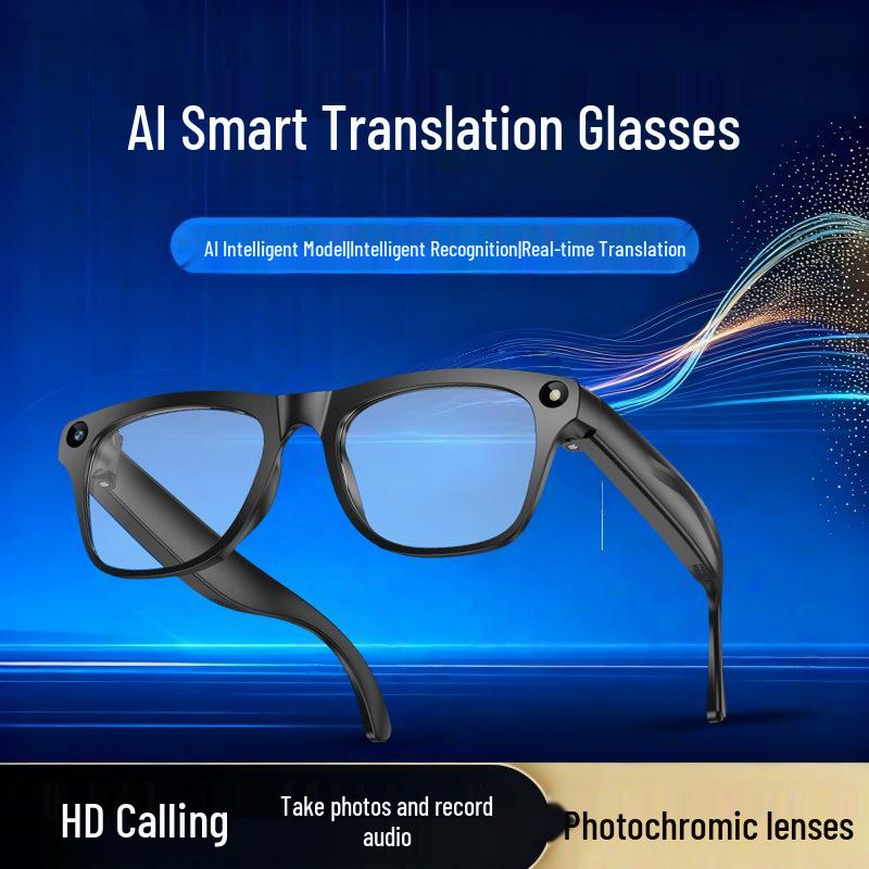 AI Smart Glasses with Photochromic Lenses - Multifunctional: Music, Call, Translation, and Photo Recording (Model M65)