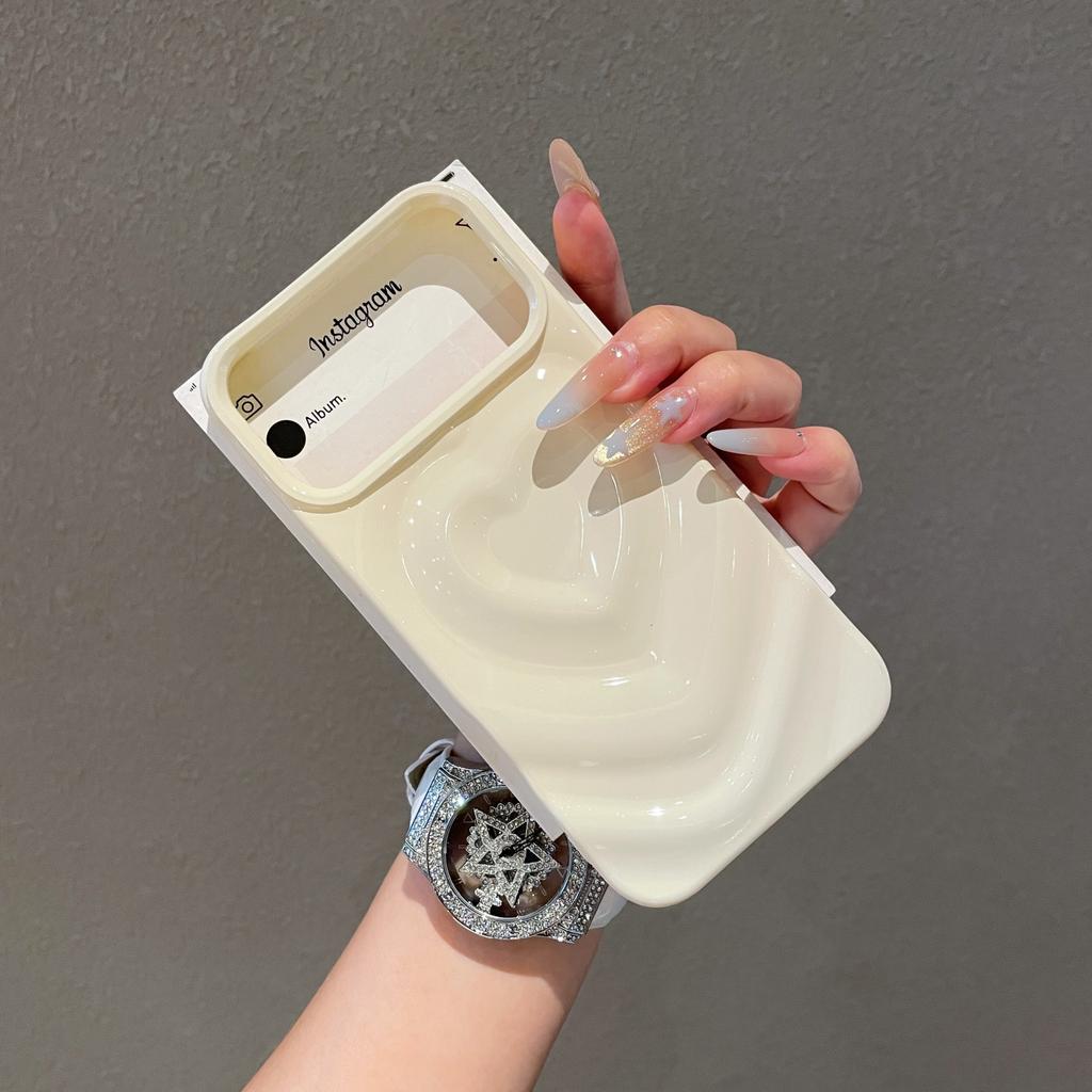 INS Smooth 3D Electroplating Phone Case for IPhone 18 Pro Max 17 16 15 14 13 12 11 Plus Soft TPU Love Wrinkles Pattern Shockproof Protective Cover