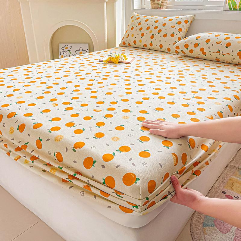 Cotton Bed Sheet on Elastic Cute Printed Mattress Cover for Kids Cartoon Pure Cotton Bed Linen (without Pillowcase)