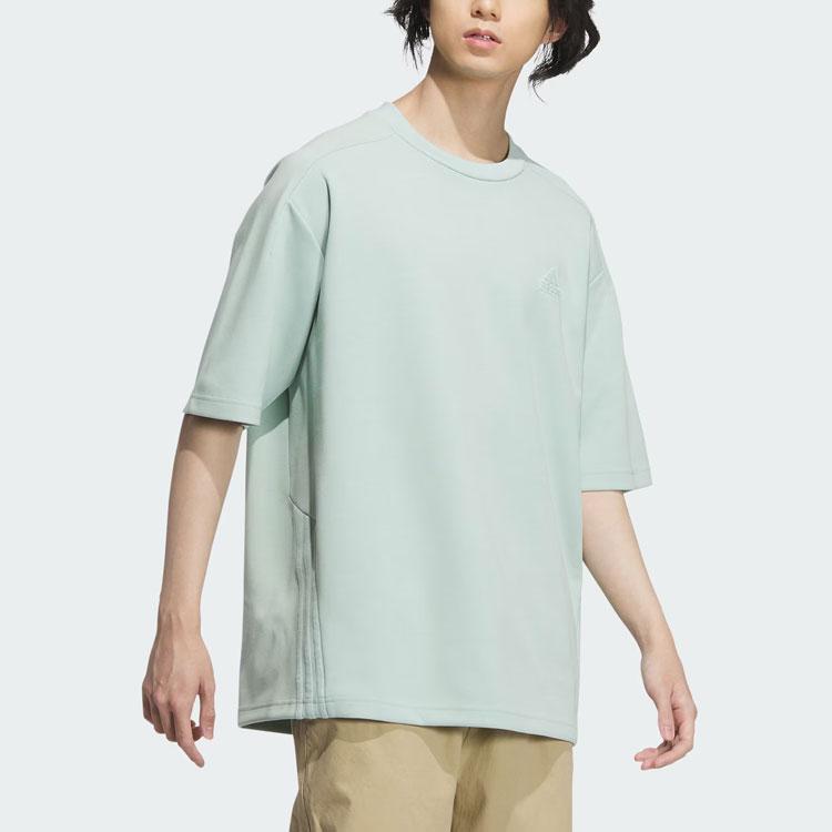 Adidas Однотонная спортивная повседневная футболка с коротким рукавом с логотипом для мужчин, светло-зеленая JJ1349
