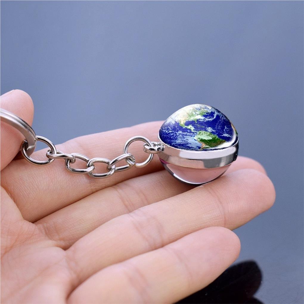 Planet Keychain Stylish Decorative Hanging Portable Luminous Glossy Round Exquisite Alloy Windshield Pendant Ornament