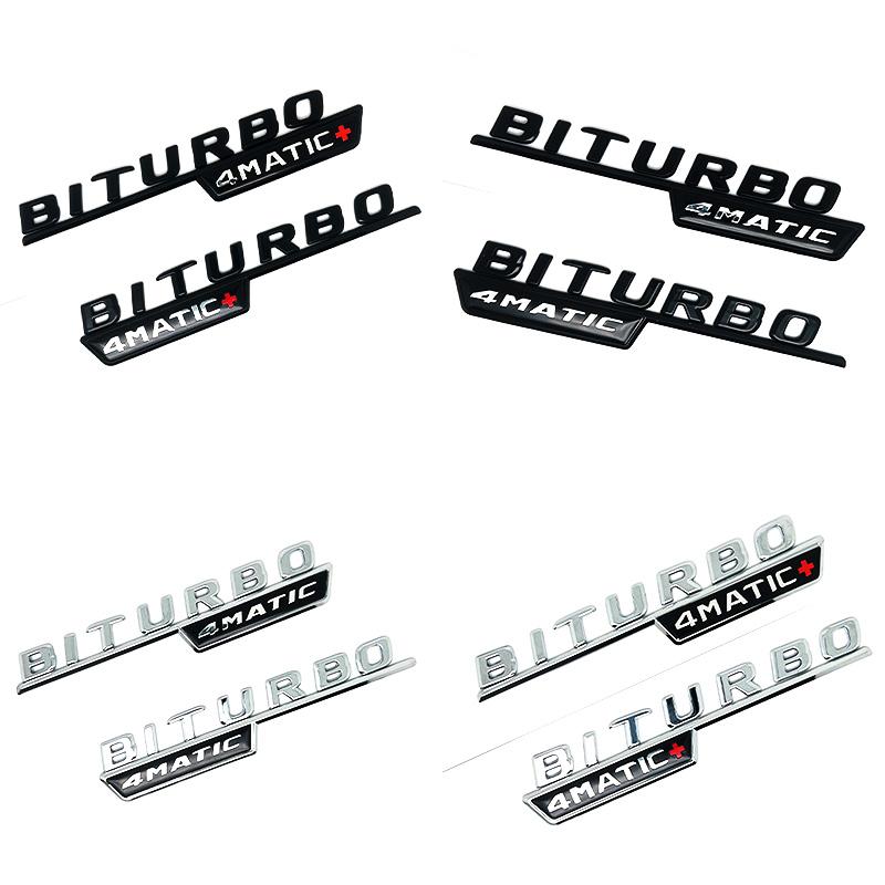 2 шт. Автомобильные буквы Накладка на крыло Значок BITURBO 4MATIC Plus Наклейка для Mercedes AMG C43 E43 GLE43 GLC43 W205 W213 Аксессуары
