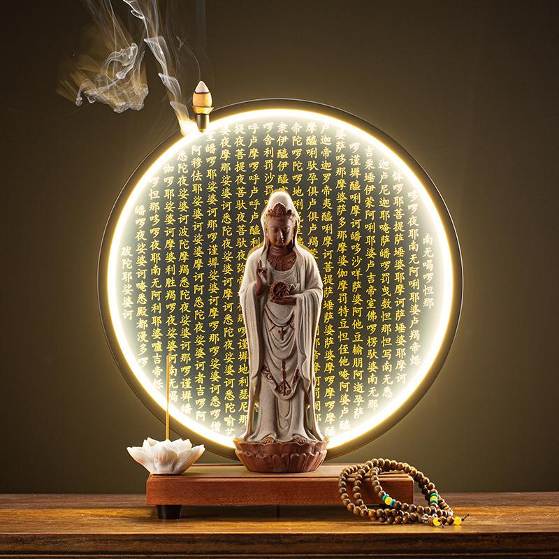 Guanyin Bodhisattva Buddha Statues Ceramic statues Lamp Circle For Living Room Incense Porch Home Decor Custom Feng Shui Statue