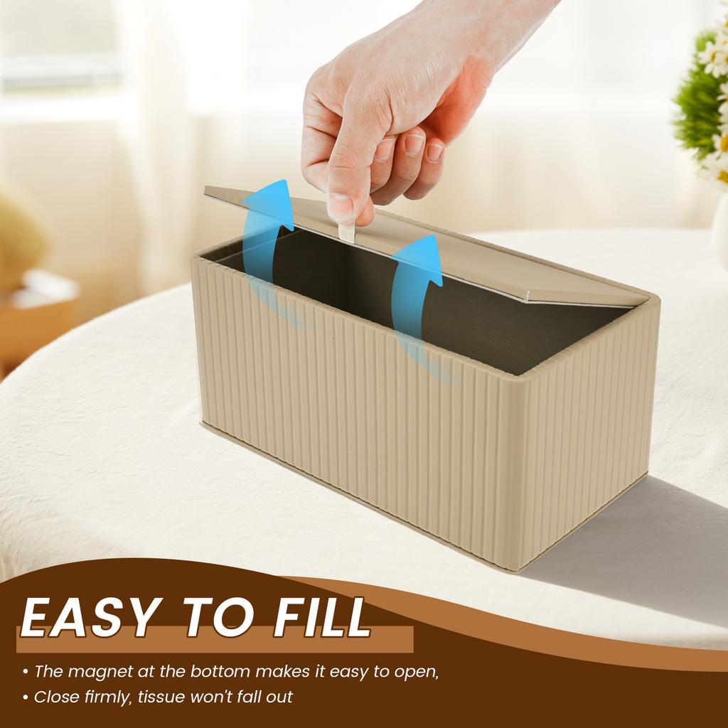Tissue Box PU Leather Rectangular Tissue Box with Magnetic Bottom Decorative Rectangular Tissue Dispenser for Home Dining Room