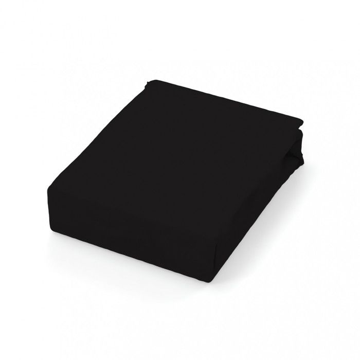 Drap plat en coton 57 fils 180x290 cm UNI noir, par Soleil d'ocre