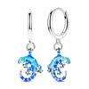 Hoop Earrings 925 Silver Sparkling Retro Pattern Heart and Dragonfly Stud Earrings for Women Girl Party Wedding Jewelry