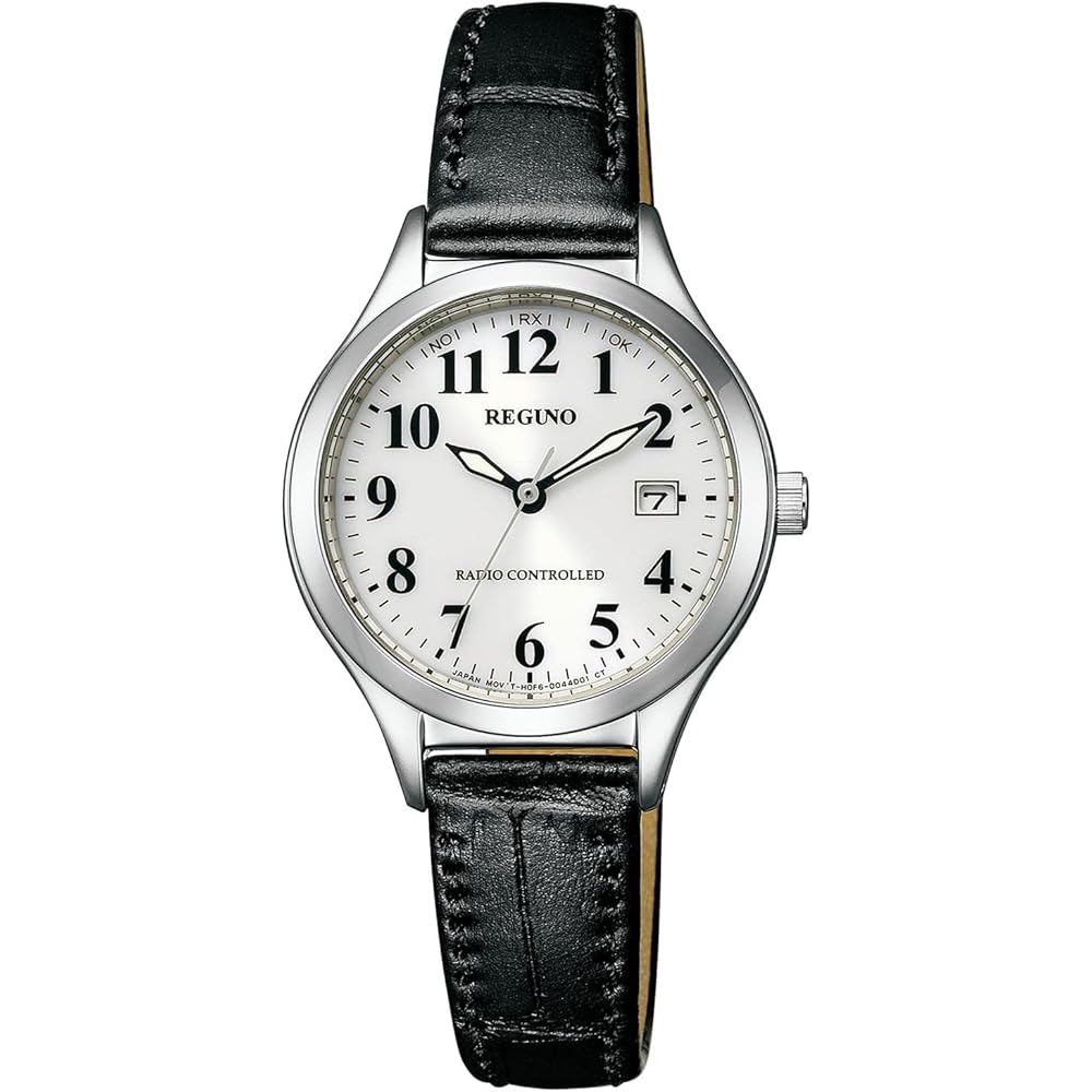 Citizen Reguno Solar Radio-Controlled Women's Watch Waterproof Leather White Silver Black