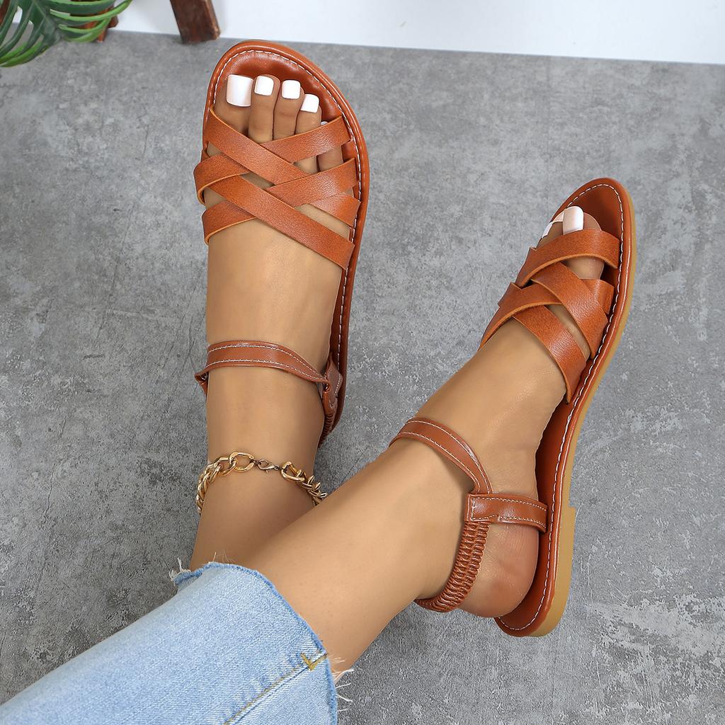 Шикарная весенняя основа: Легкие женские сандалии на плоской подошве с эластичной резинкой Easy Fit, идеально подходящие для комфорта и стиля на весь день