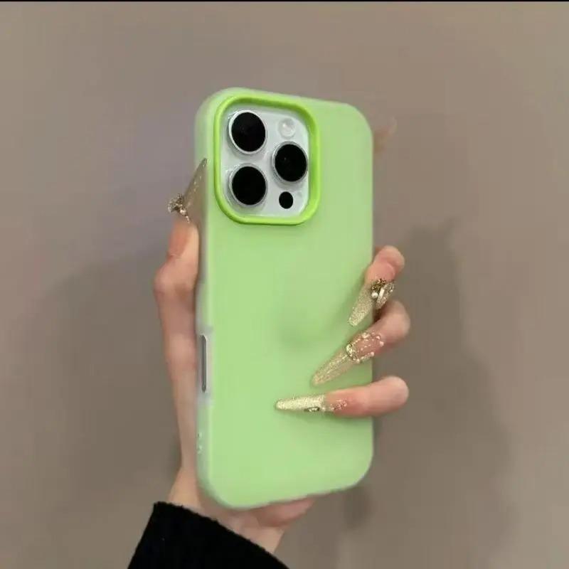 2-в-1 Роскошный матовый чехол-желе конфетного цвета для iPhone 16 15 14 13 12 Pro Max 15 16 Plus Ударопрочный с покрытием Soft Touch