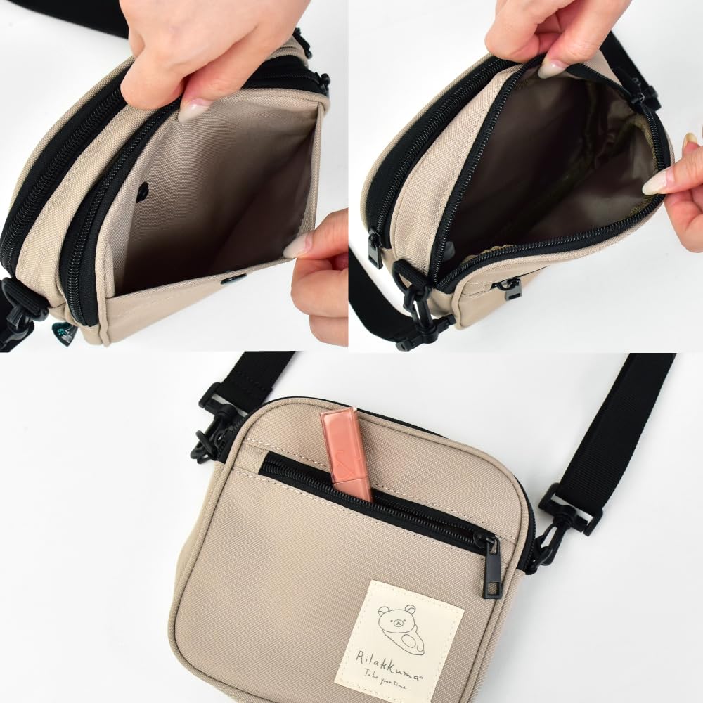 Marimo Craft Rilakkuma Наплечная сумка для женщин и Идеально для и Милый персонаж Бежевая сумка, Квадратная, Водоотталкивающая, Легкая, Двухслойная, Маленькая,