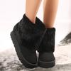 Women's Winter Warm Thickened and Padded Thick Bottom Flat Heel Short Boots Warm Mid-top Snow Boots